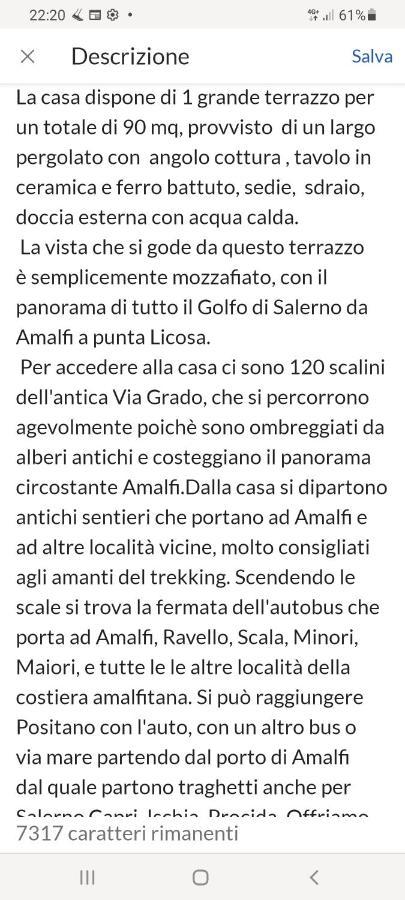 La Casina Del Pennolo, Casa Stani 60 Mq. Villa Conca dei Marini Eksteriør bilde